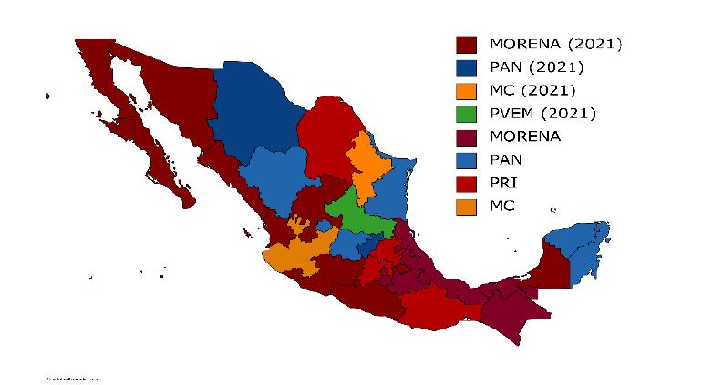 Así quedan las 32 gubernaturas tras las elecciones (MAPA)